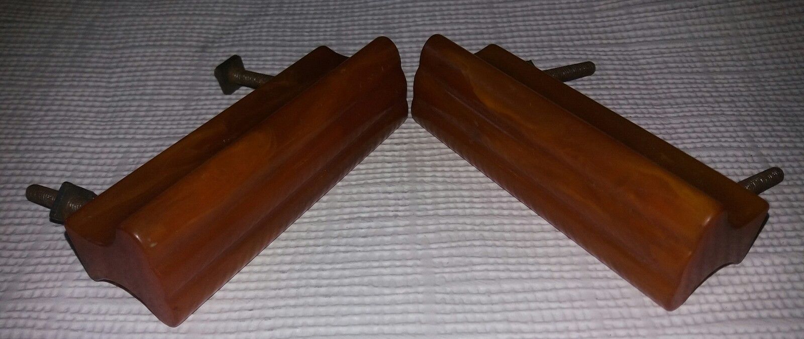 Super Pair of Amber Bakelite Phenolic Resin Amber Door Handles Art Deco Handle