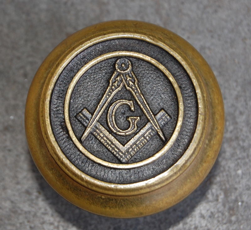 Antique Cast Brass Freemason Masonic Doorknob Set, Vintage Door Hardware