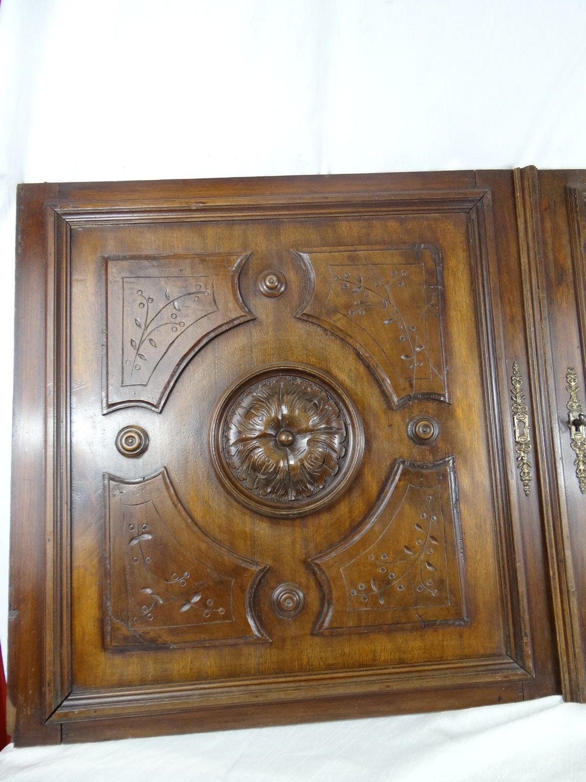 Pair of French Antique Walnut Wood Architectural large Panels Doors