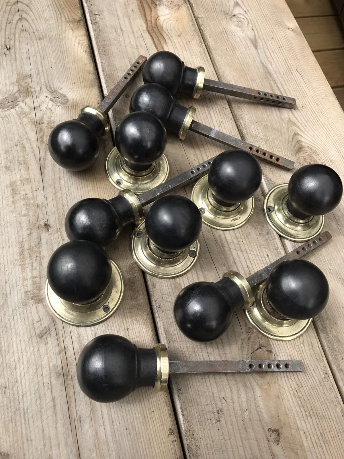 Reclaimed Vintage Cast Iron Rim Lock, Wooden Knobs And Keep