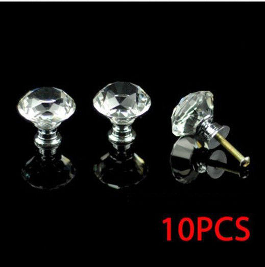 10PCS Knob alloy glass crystal sparkle cabinet drawer door pulls knobs handle