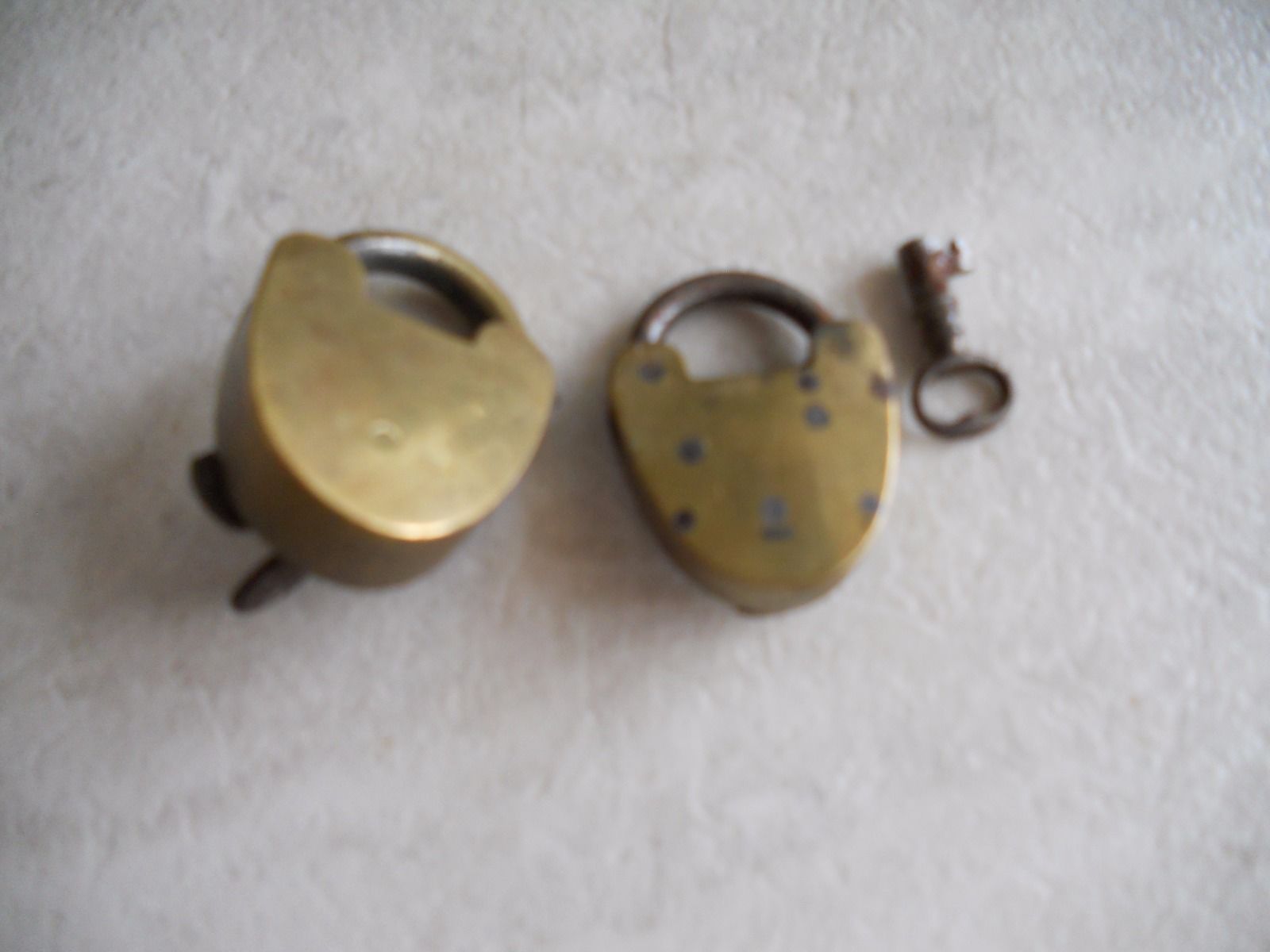 Two old vintage brass padlock lock`s with original keys