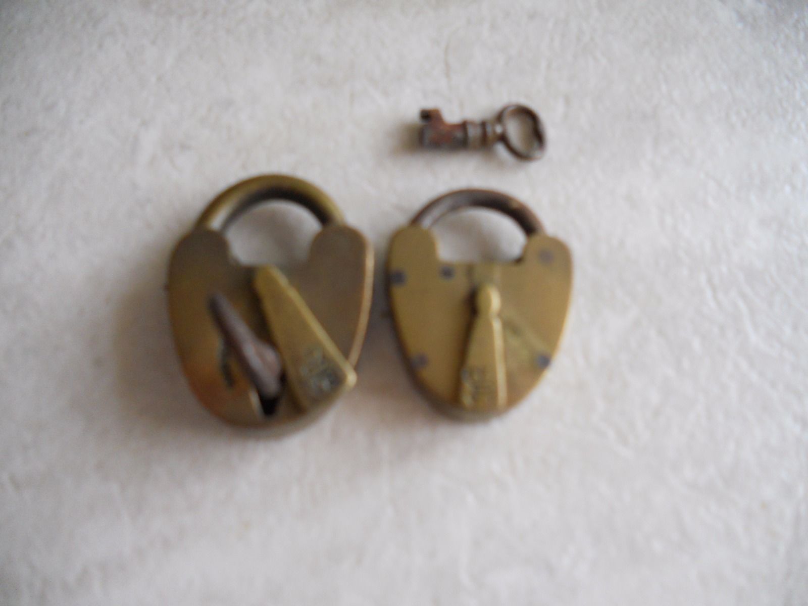 Two old vintage brass padlock lock`s with original keys