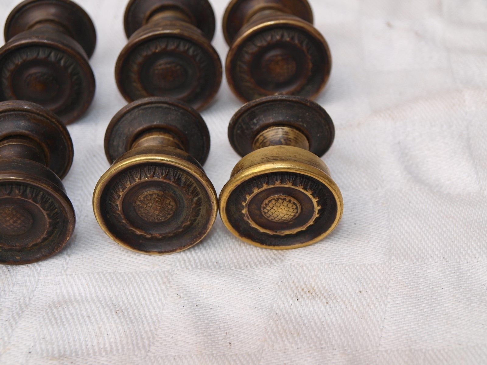 10 RECLAIMED BRASS BRASS or BRONZE DOOR DRAWER HANDLES KNOBS PULLS + BACK PLATES