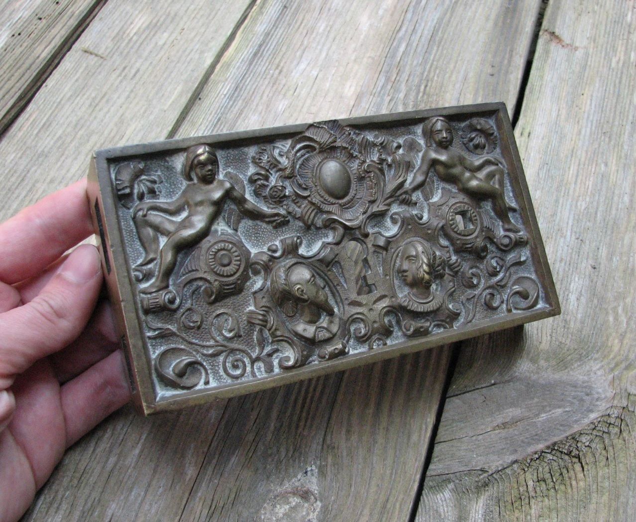 Antique Ornate Brass Lock Cover / Door Handle Knob