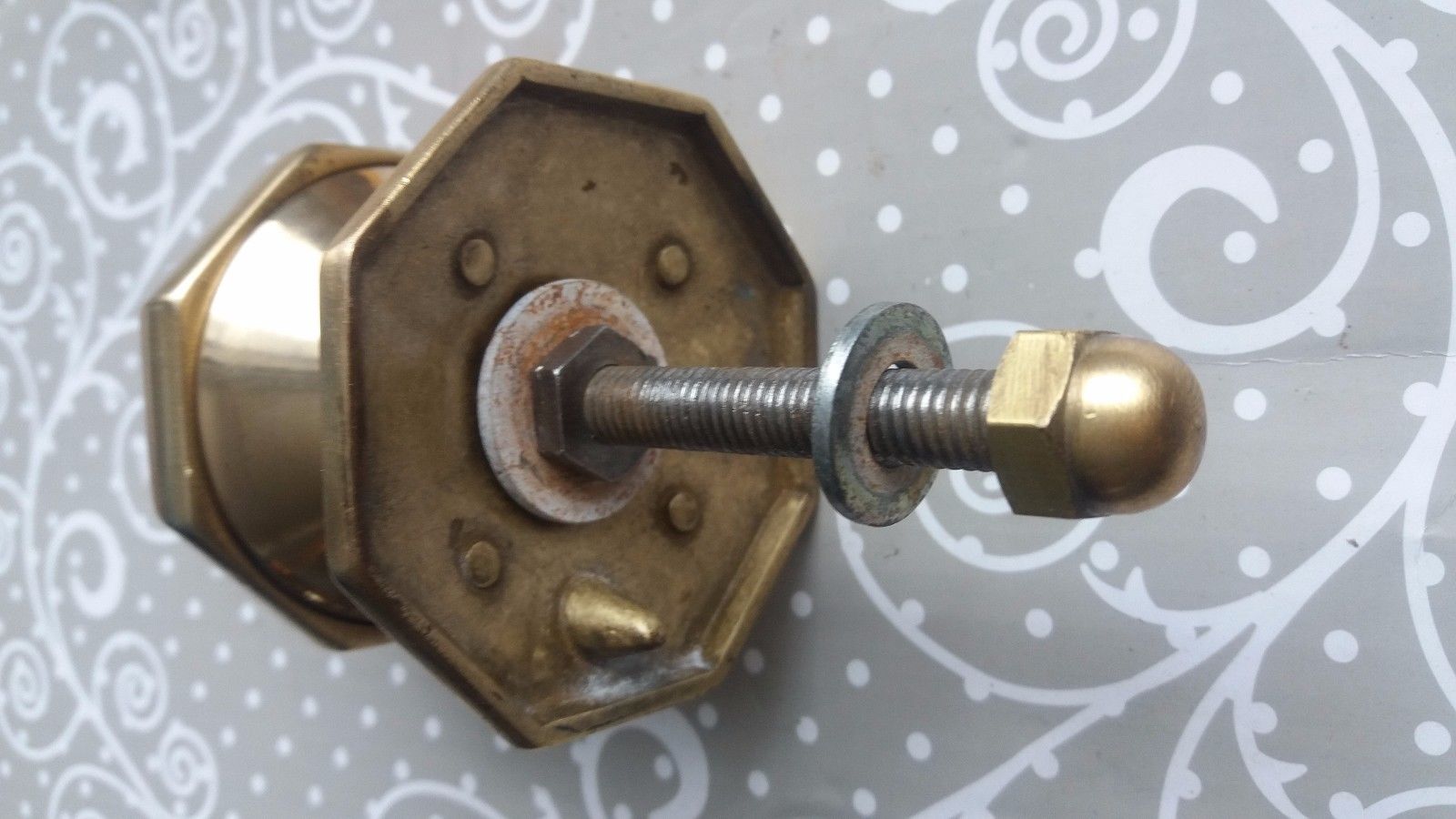 Vintage Brass Octagonal Door Pull Handle Knob