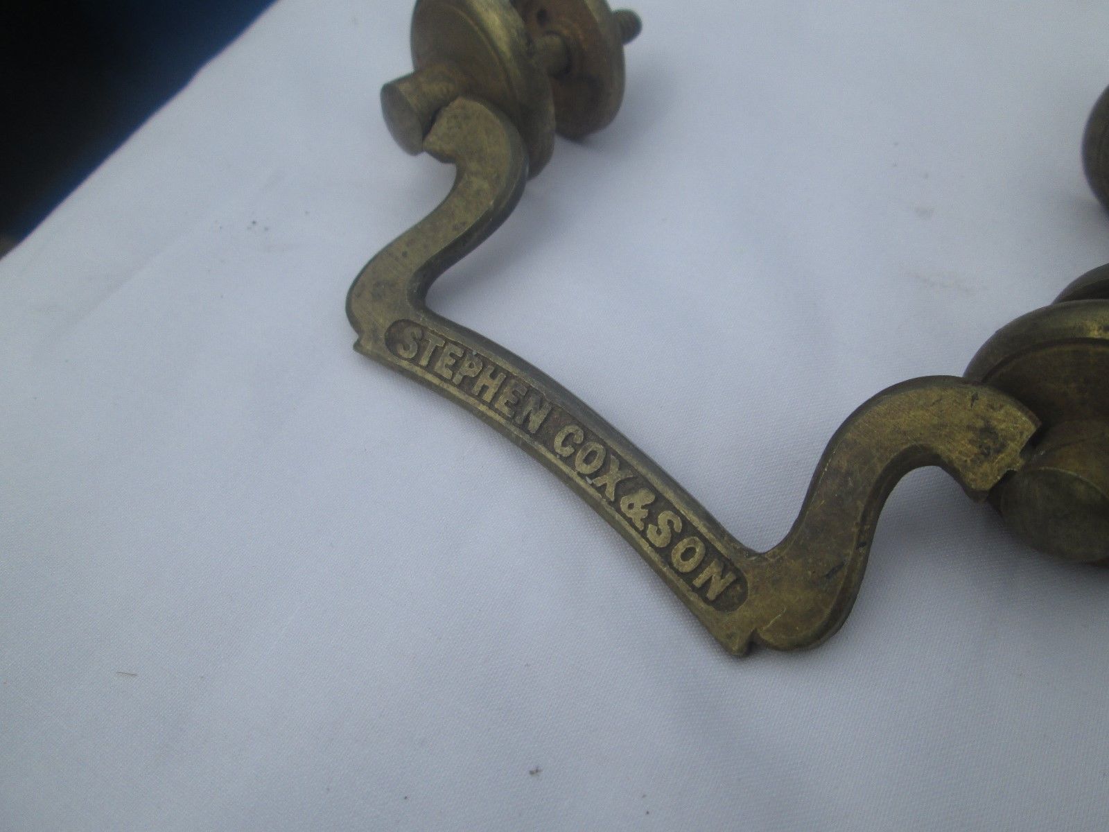 2 VINTAGE BRASS SAFE DRAWER HANDLES (STEPHEN COX & SON)