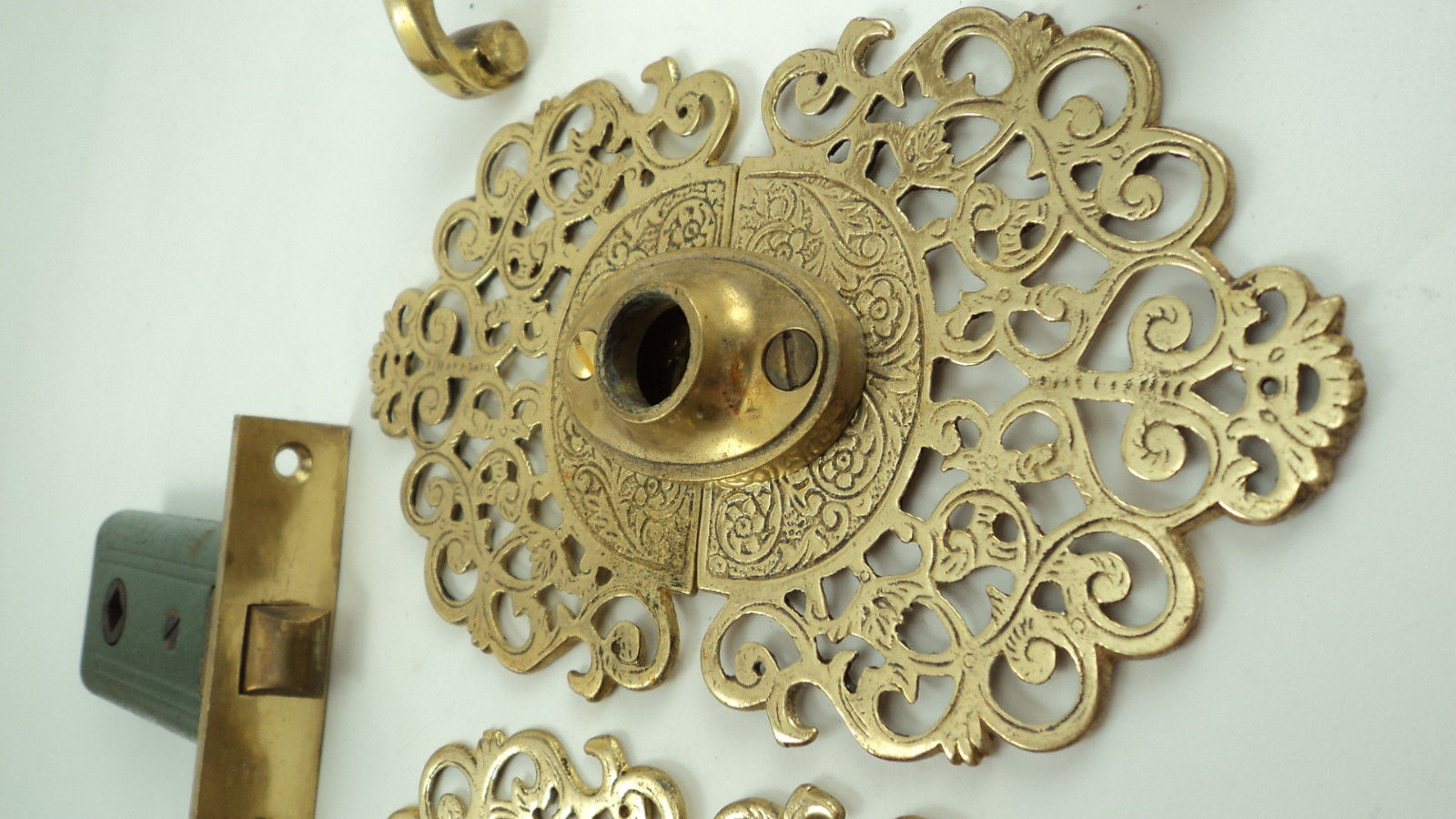 Unique Vintage Brass Oriental Style Door Plates Levers hardware