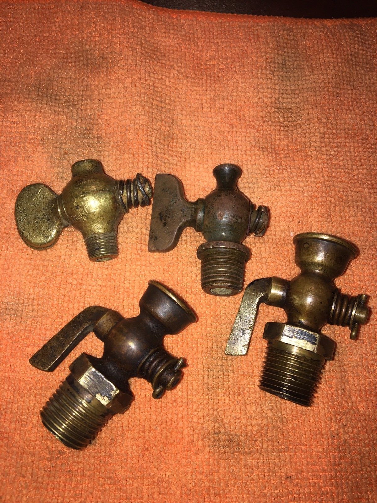 Lot Of 4 Antique/vintage Brass Water Valves