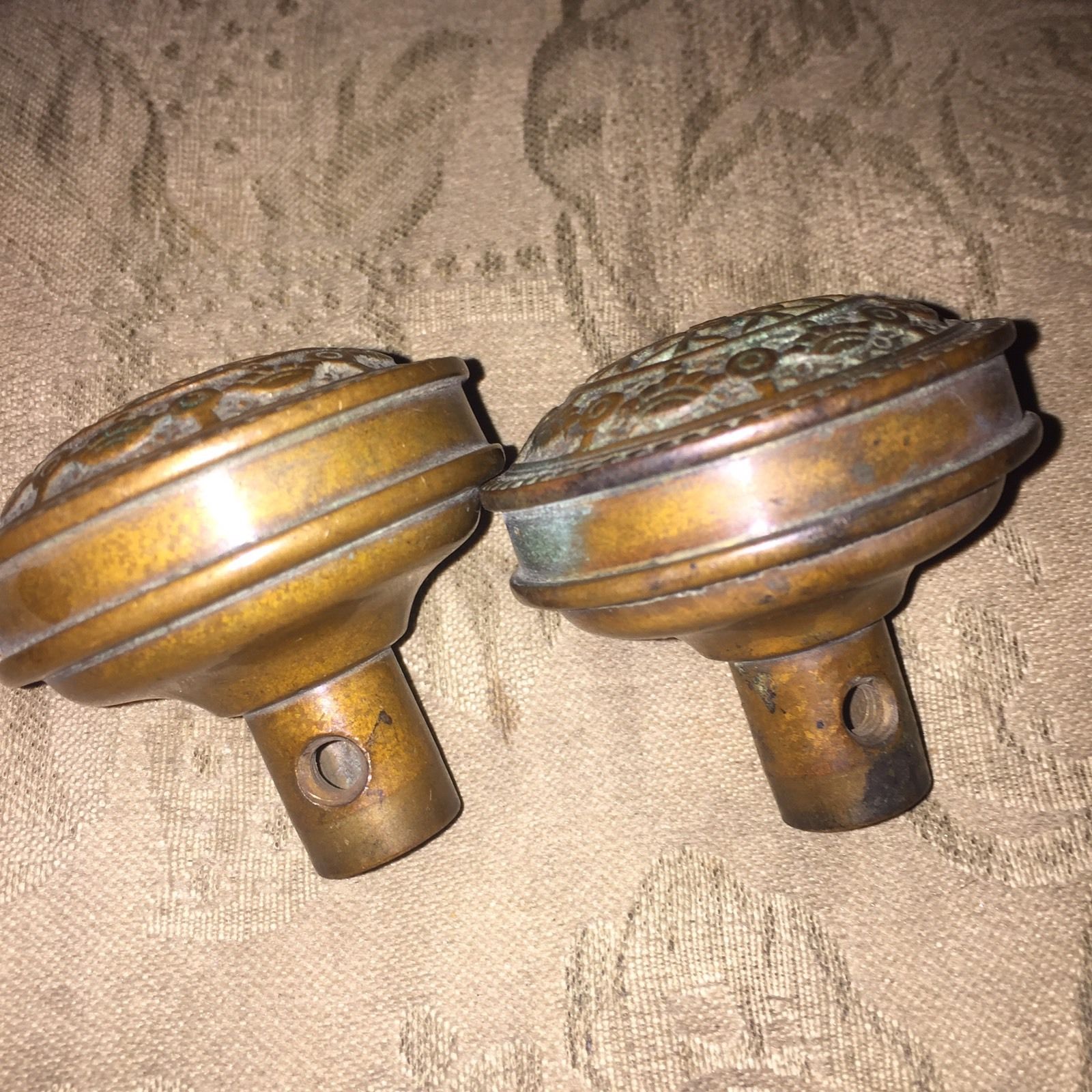 Antique Pair Of Reading Collectible Eastlake Cast Bronze  Door Knobs