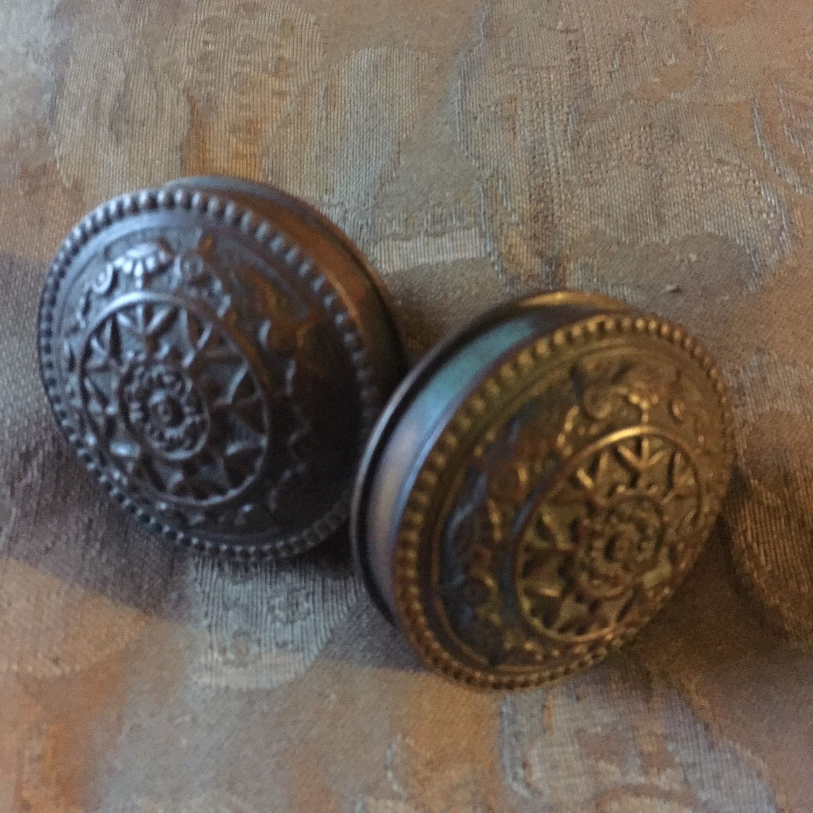 Antique Pair Of Reading Collectible Eastlake Cast Bronze  Door Knobs