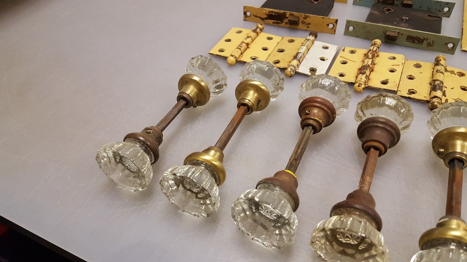 Antique Glass and Brass Door Knobs & Door Hardware