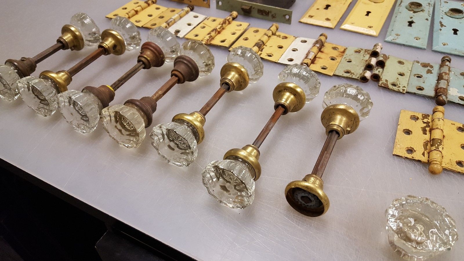 Antique Glass and Brass Door Knobs & Door Hardware
