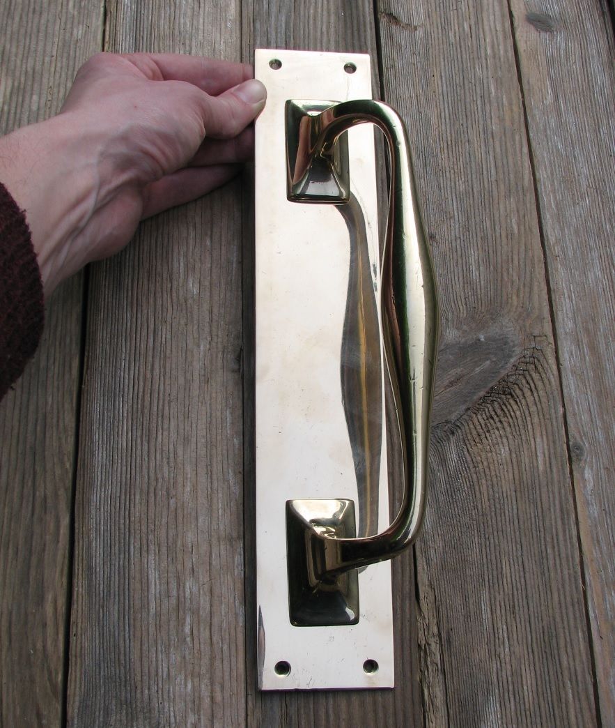 Large Vintage Solid Brass Door Handle Pull 12"