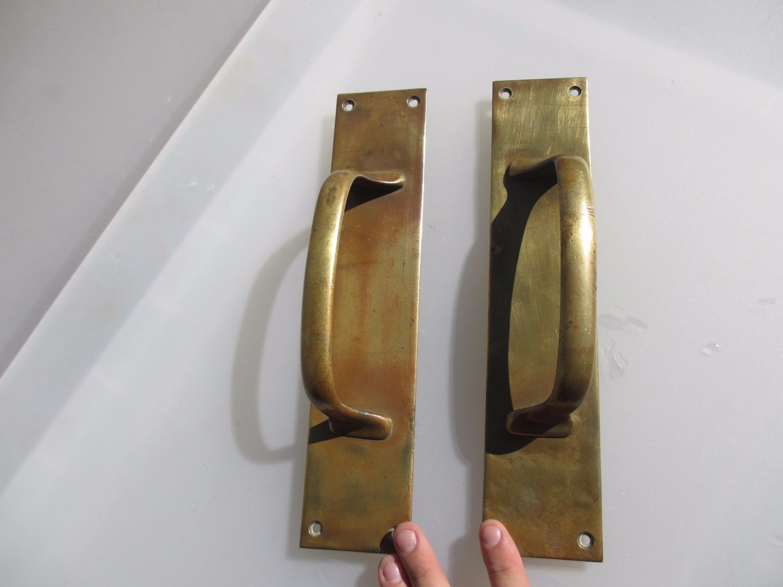 Antique Brass Door Handles Shop Pulls Old Vintage Edwardian Art Deco Gibbons 12"