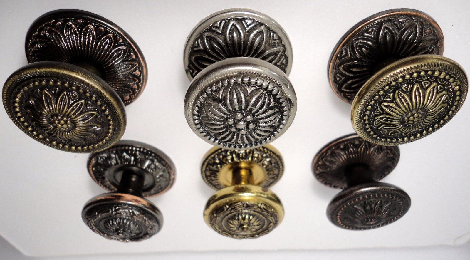 6 VINTAGE DRAWER KNOBS - BRASS Victorian style - Kitchen HANDLES Pulls - 35 mm