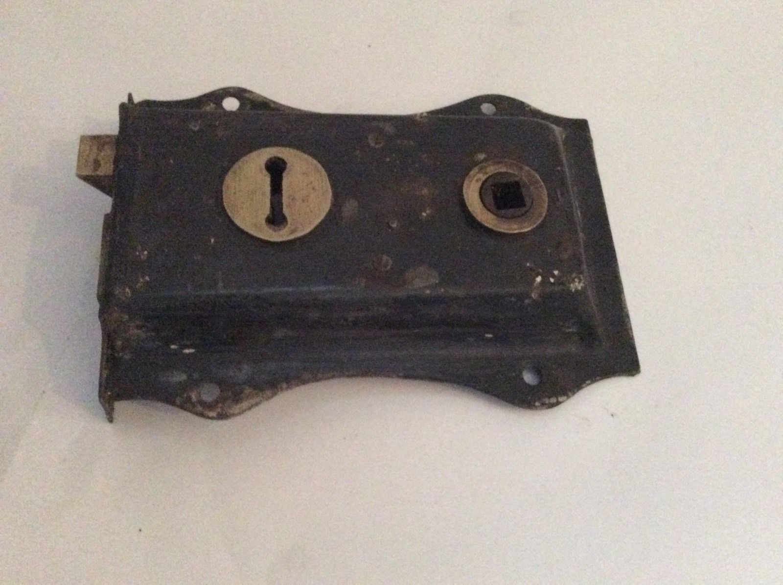 Old Vintage Metal,cast Iron And Brass Rim Door Lock