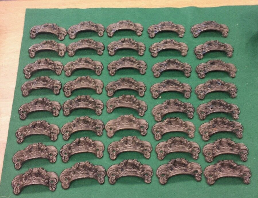 40 DRAWER PULLS EMBOSSED CAST IRON ORNATE VICTORIAN STYLE