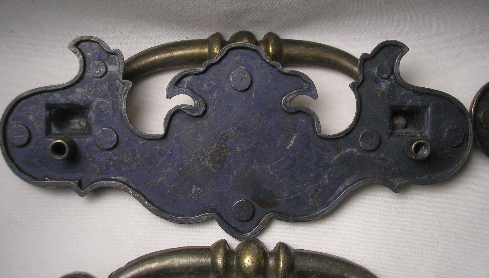 6 Vintage Brass Drawer Pulls with Great Patina Unmarked  5 1/2 in. X  2 1/4 in.