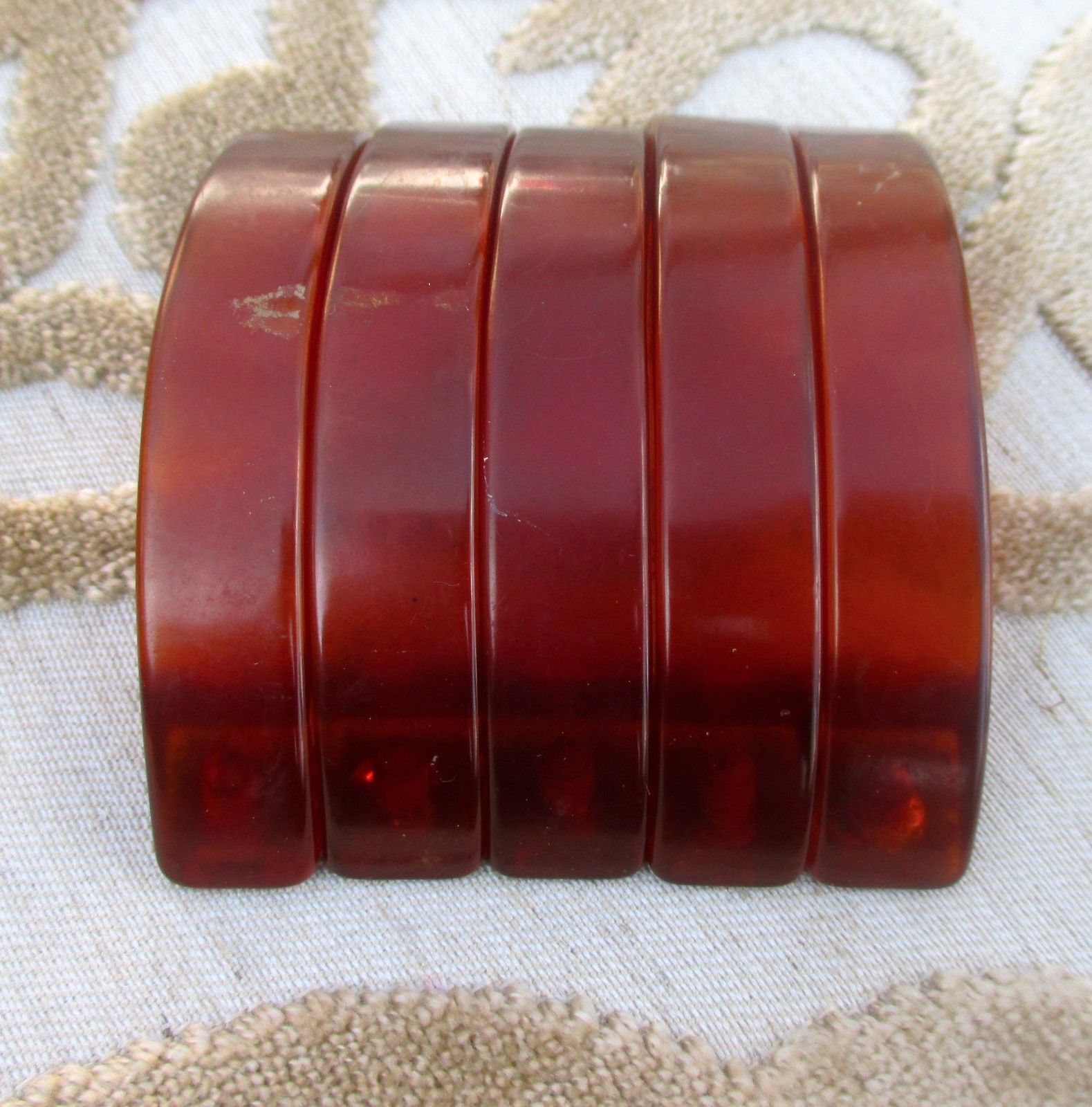 Set of 5 Vintage Amber Caramel Drawer Pulls Bakelite Cabinet Handles 3" Long
