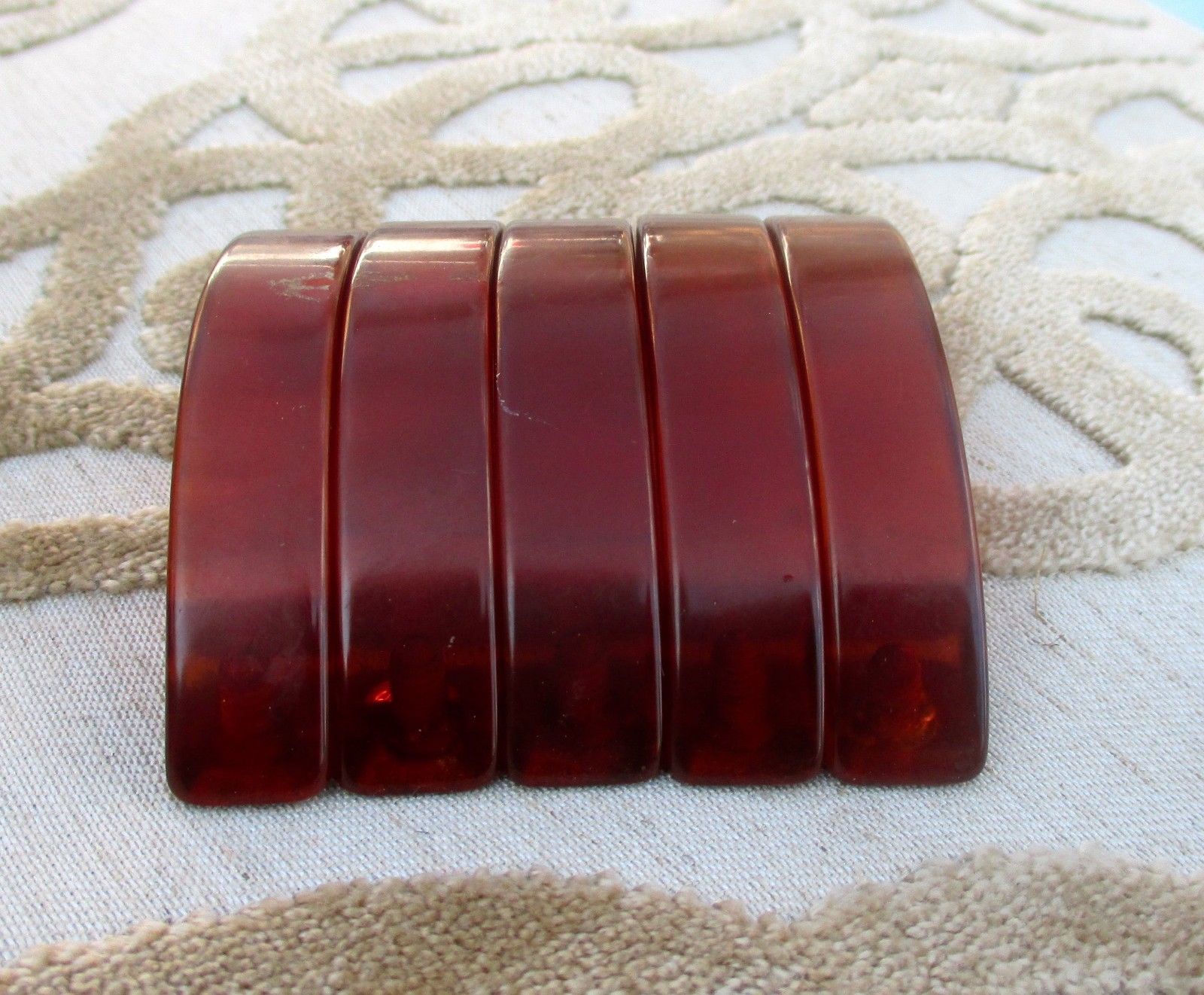 Set of 5 Vintage Amber Caramel Drawer Pulls Bakelite Cabinet Handles 3" Long