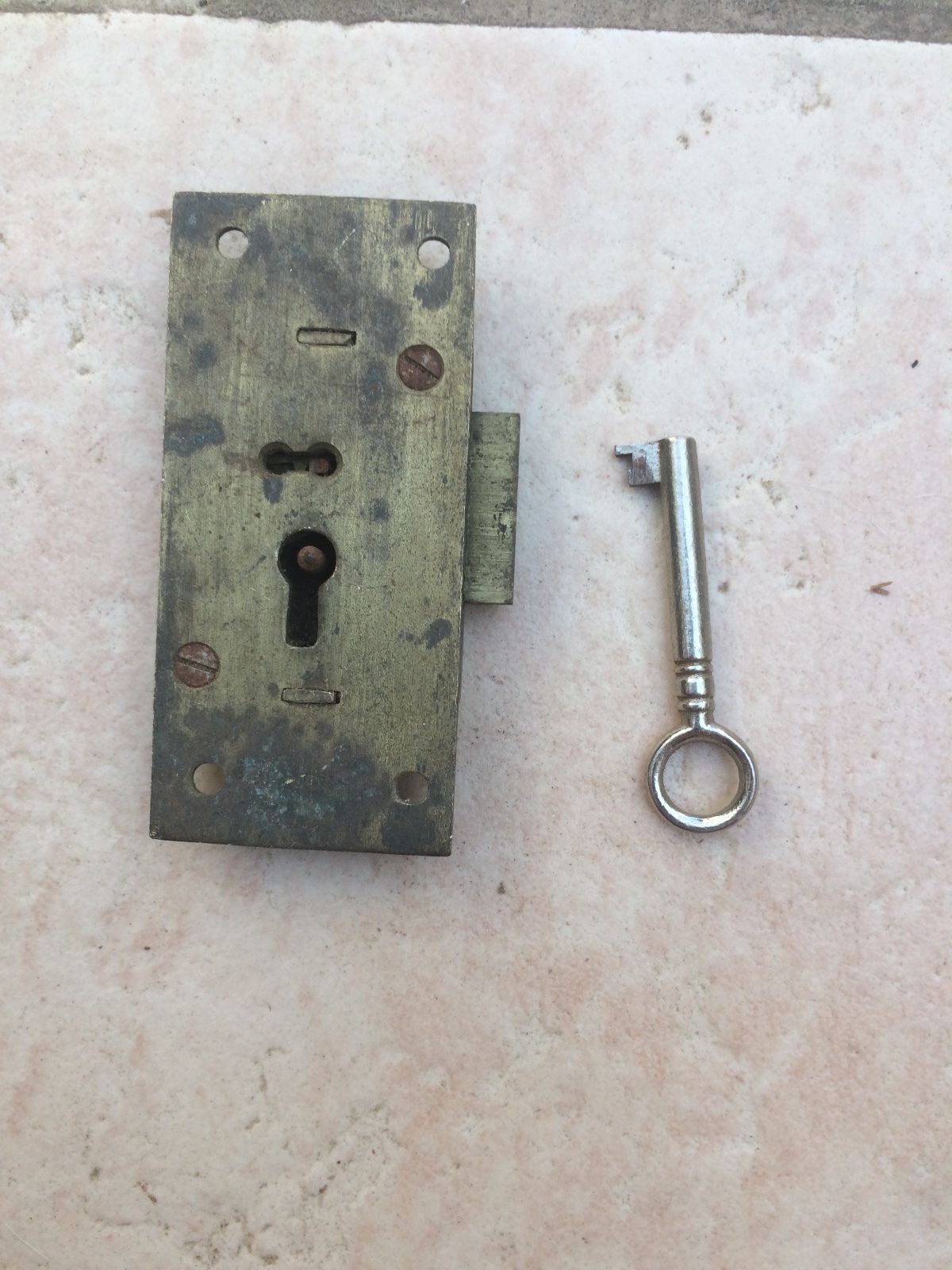 Antique Brass Cupboard Lock with Key