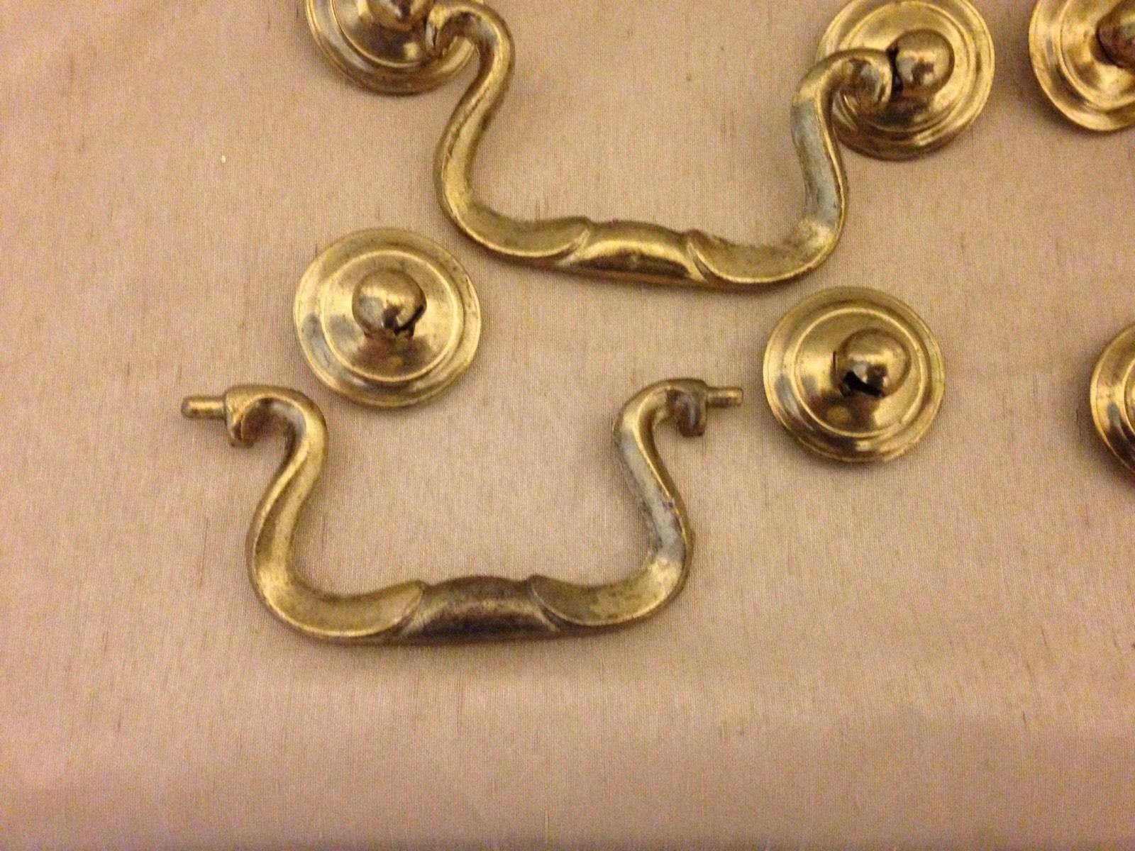 Lot of 6 Vintage KBC Brass Drawer Drop Pulls Handles