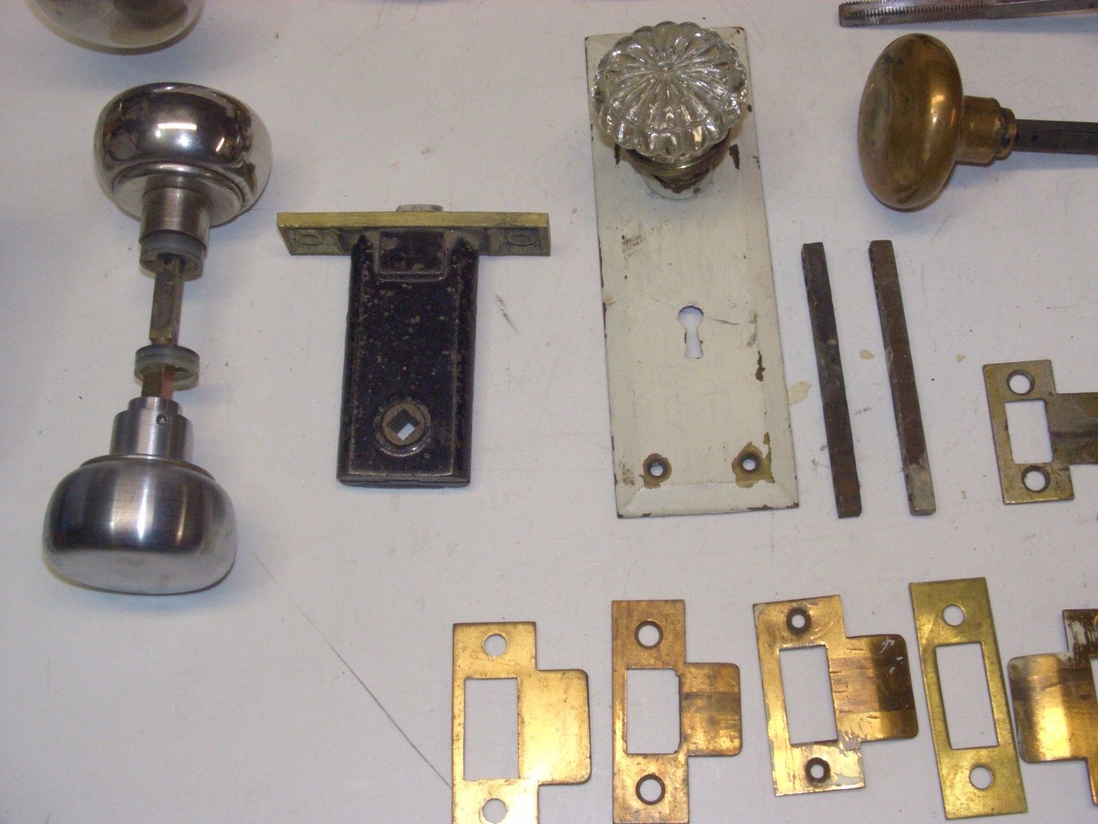 Vintage Yale Mortise Lock Set Mixed Lot Door Hardware pieces Glass Brass