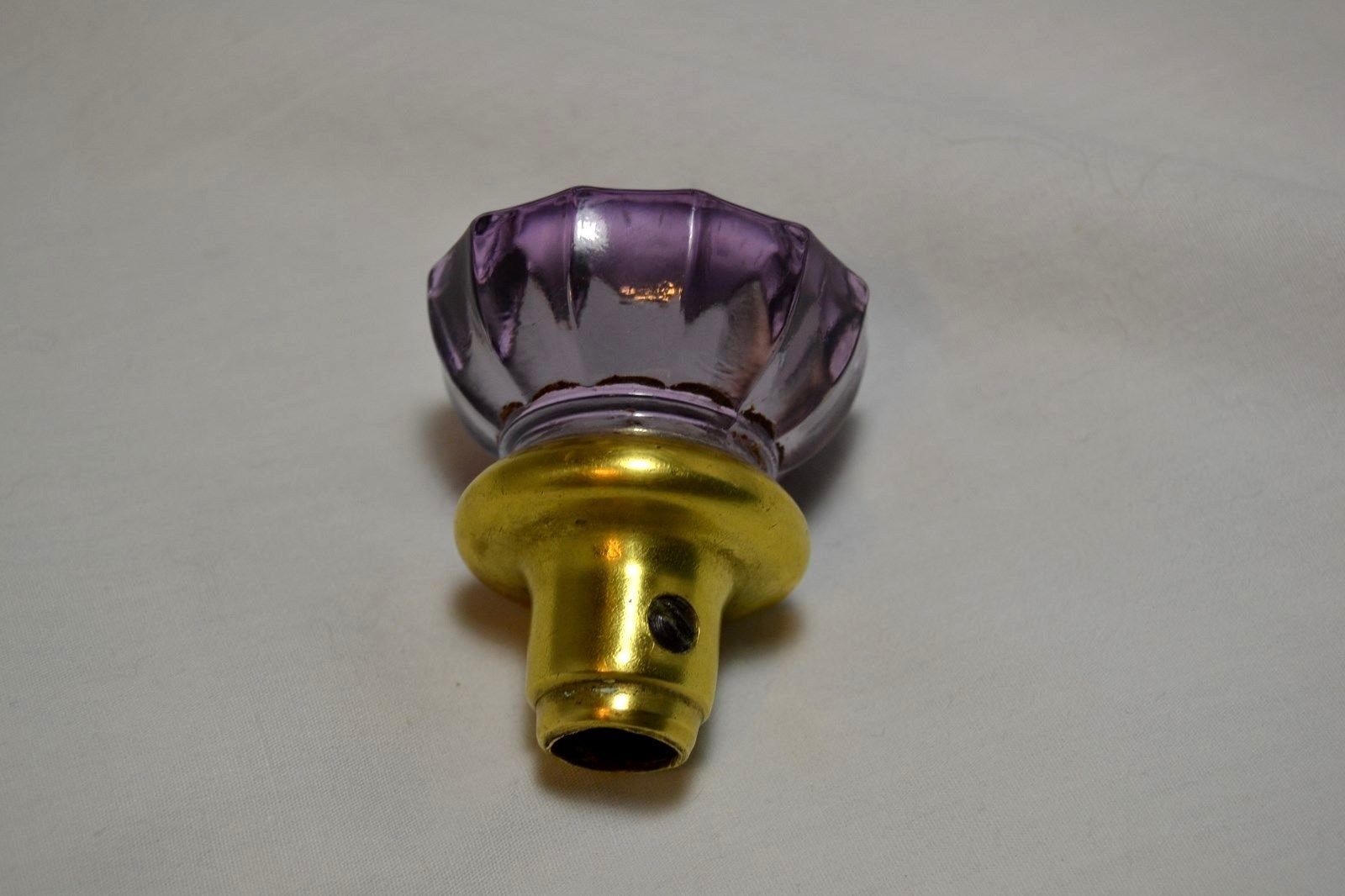 Antique Purple Amethyst Crystal Glass Door Knob Victorian 12 Sided Architectural