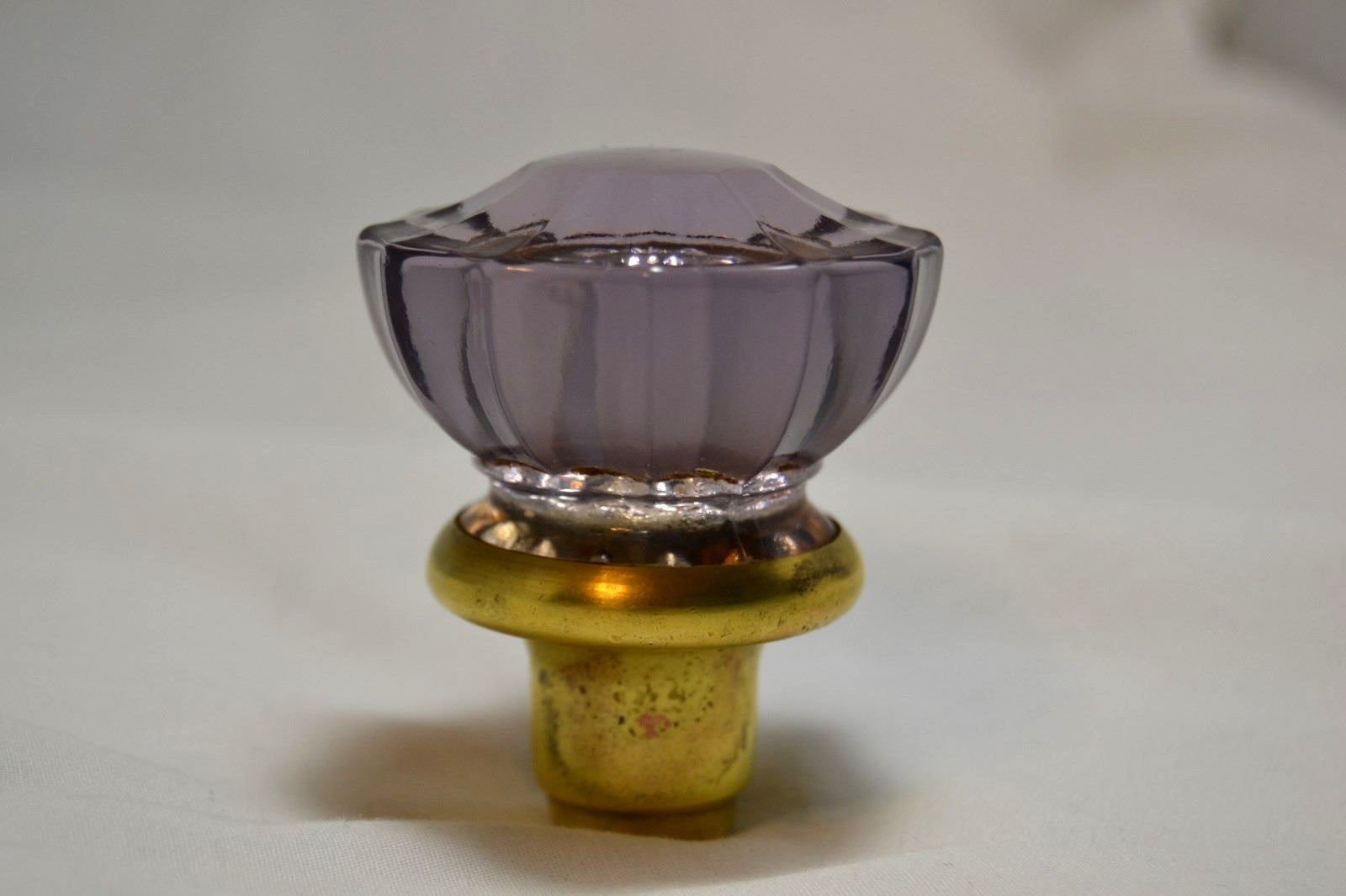 Antique Purple Amethyst Crystal Glass Door Knob Victorian 12 Sided Architectural