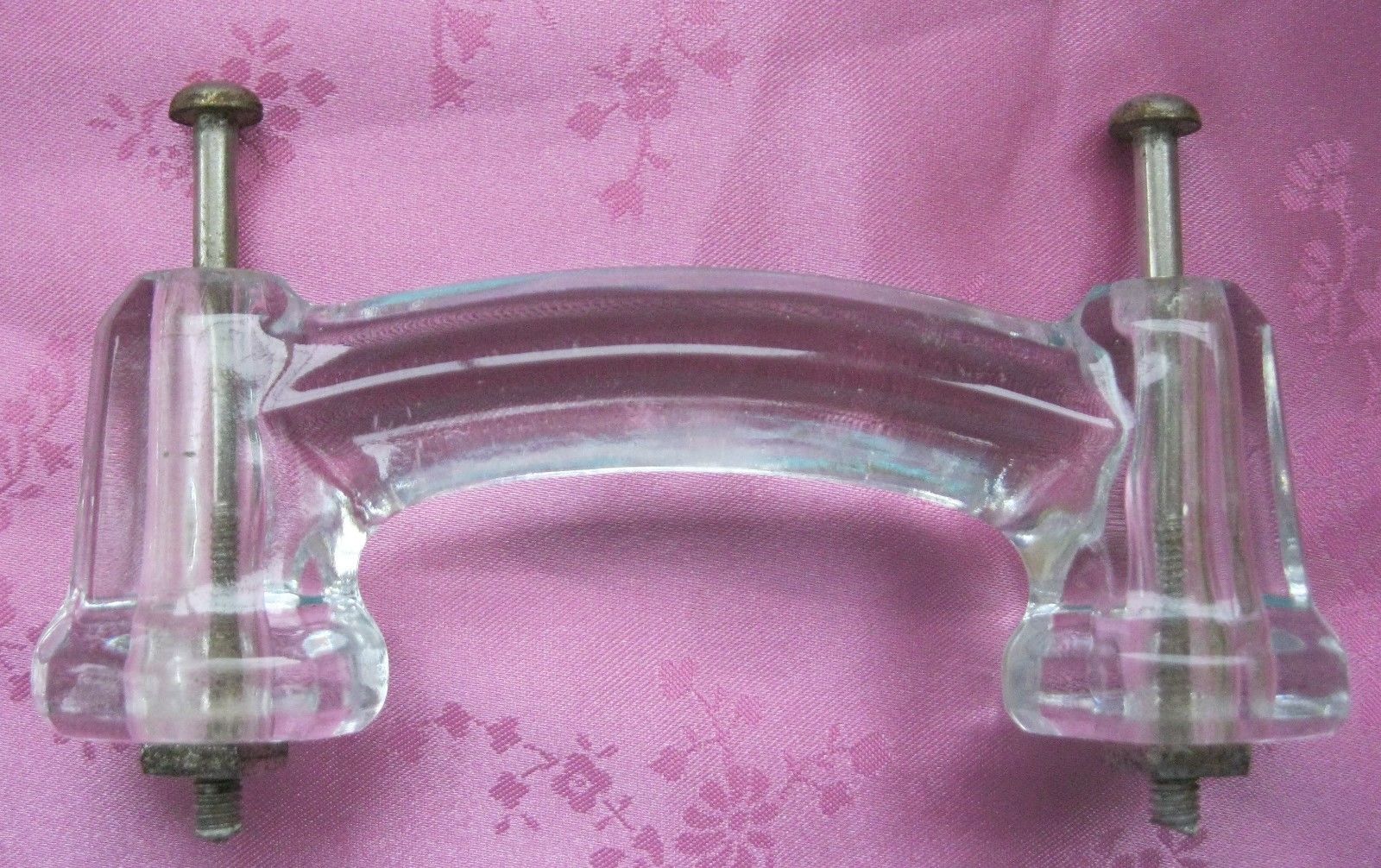 8 Vintage Clear Glass Door Pulls/Knobs~Kitchen Cabinet Hardware~Dresser Handles