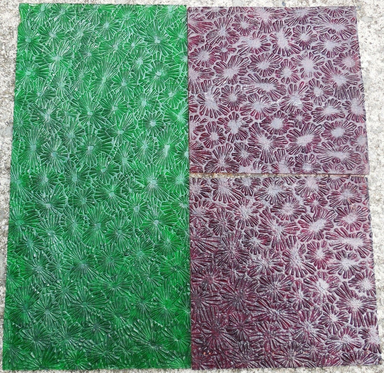 3 Green and Purple Antique Vintage Patterned Glass Sheets Stained Door Window