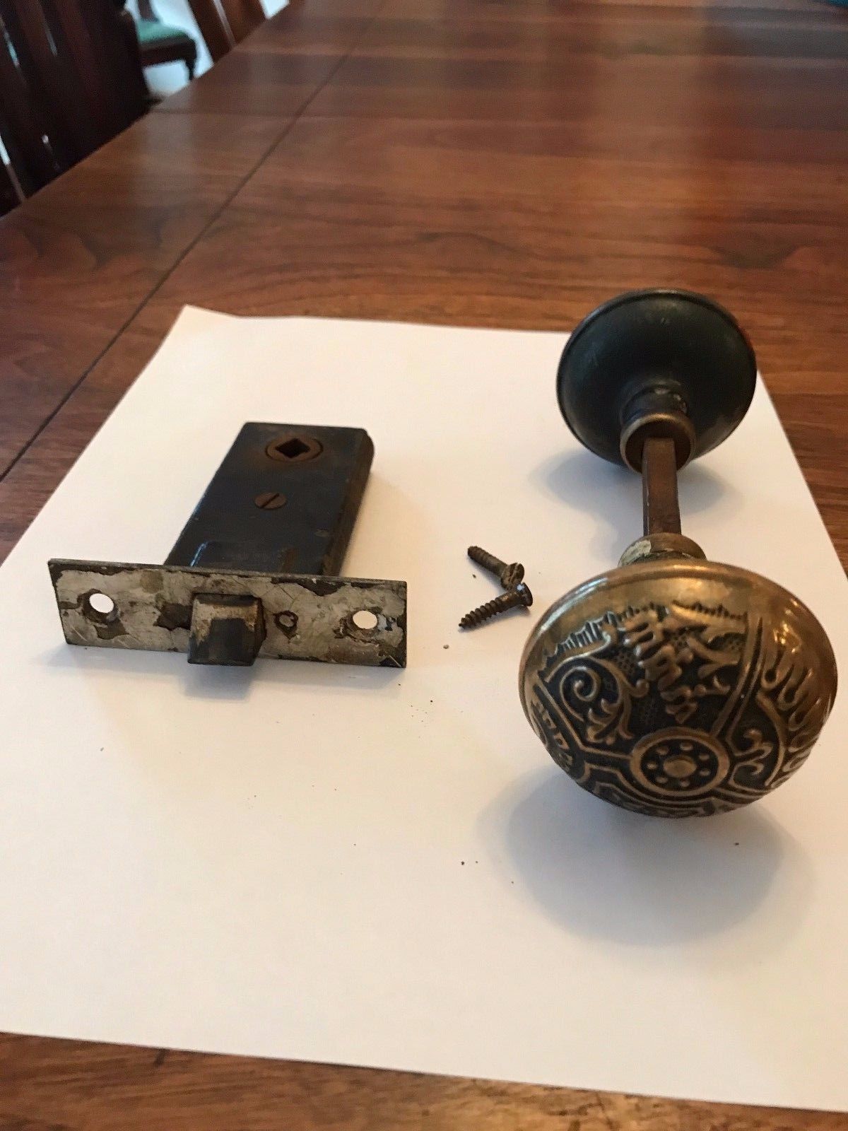 Antique Victorian Eastlake Ceylon Brass or Bronze Door Knob Doorknob Handle Pull