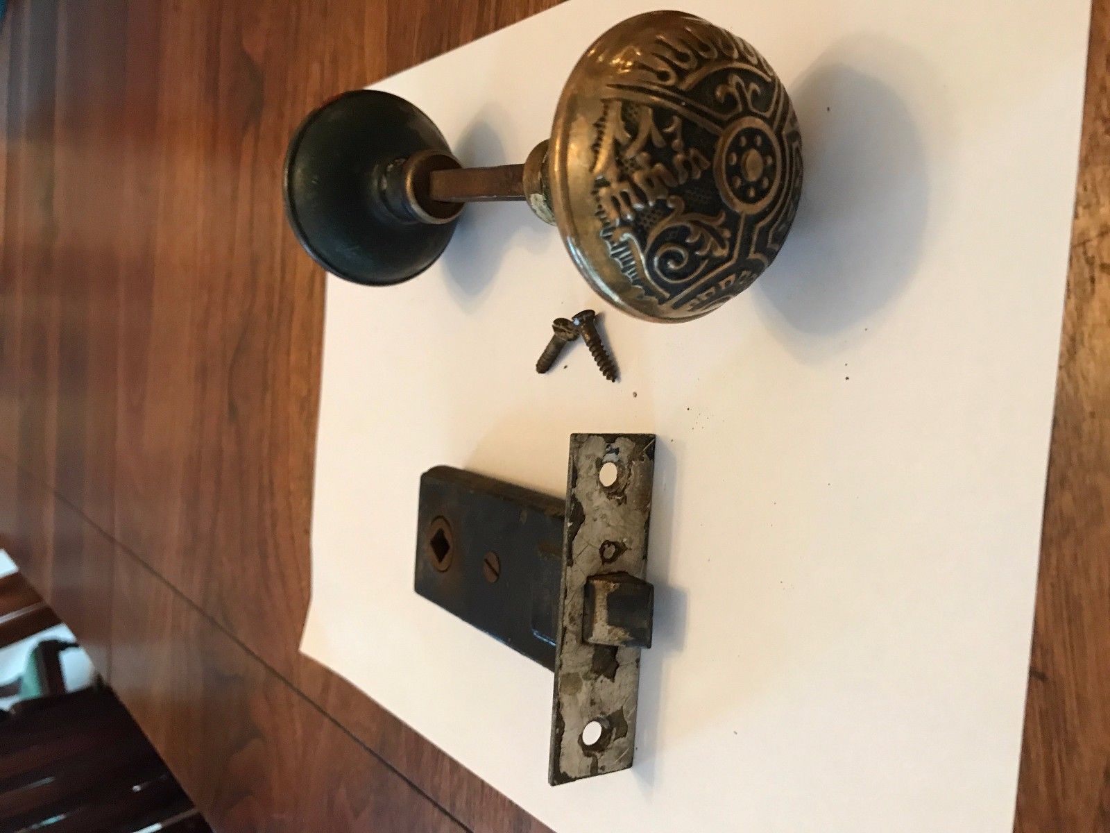 Antique Victorian Eastlake Ceylon Brass or Bronze Door Knob Doorknob Handle Pull