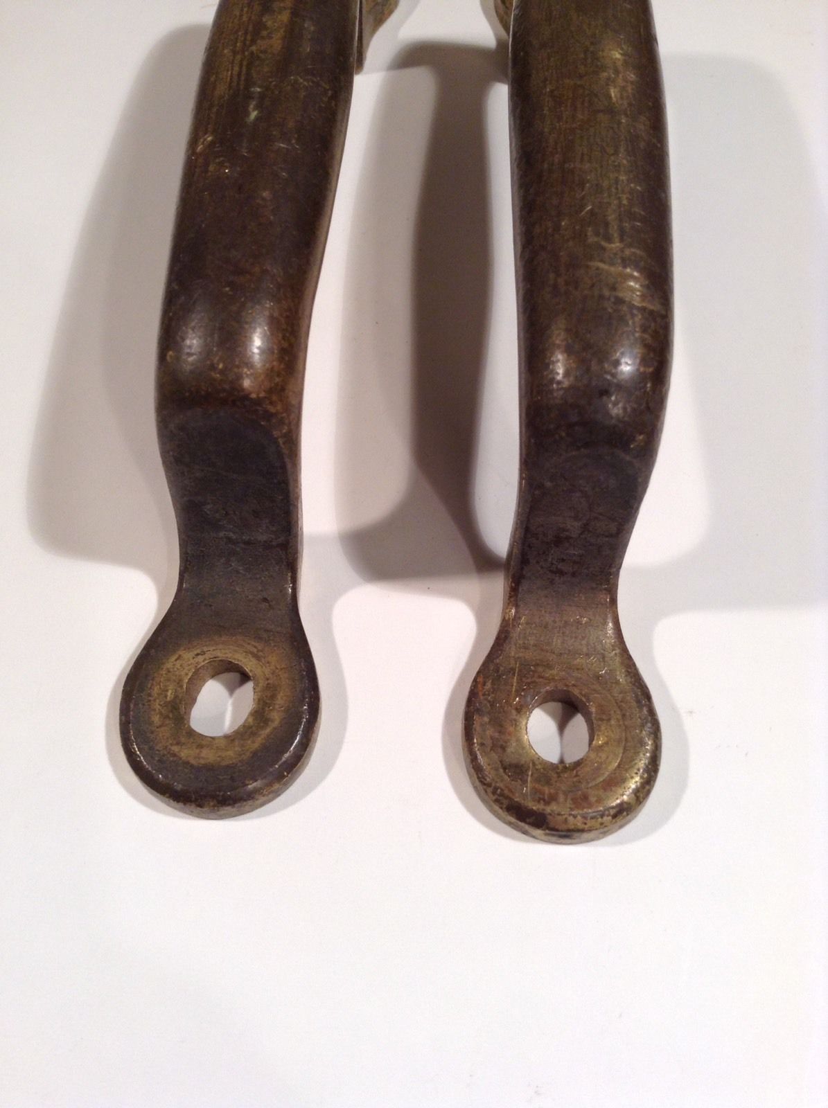 Pair Of Vintage Industrial Style Door Pulls In Brass/ Bronze?