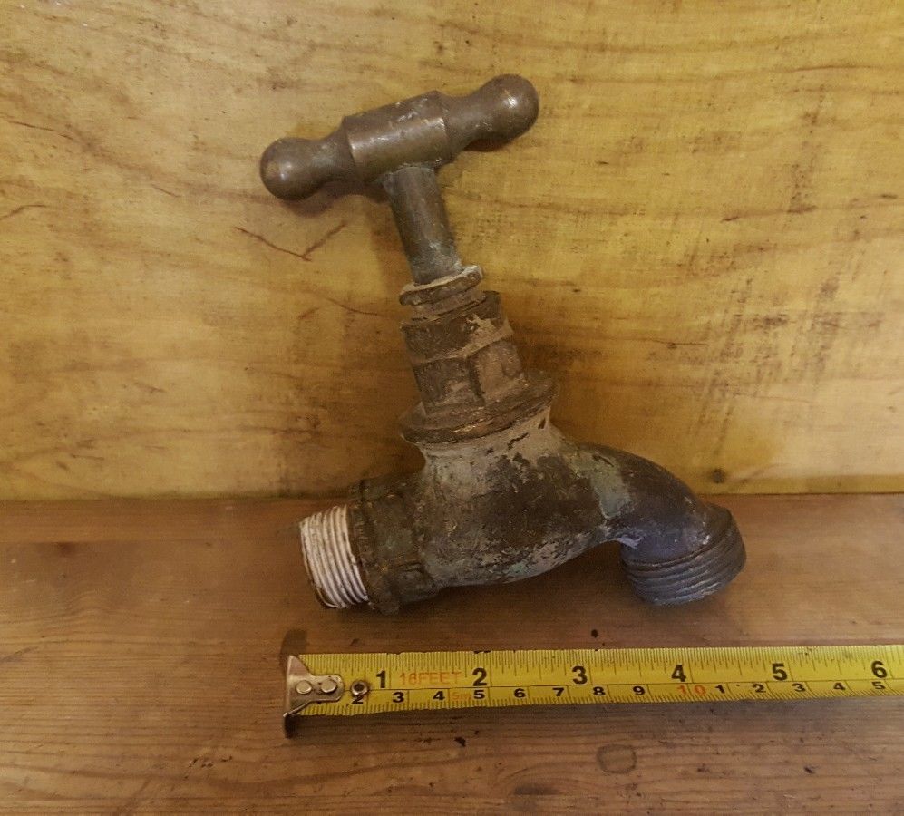 old vintage brass garden tap