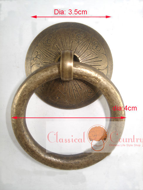 4pcs Chinese Furniture Hardware Brass Drawer Handle Cabinet Pull Knob