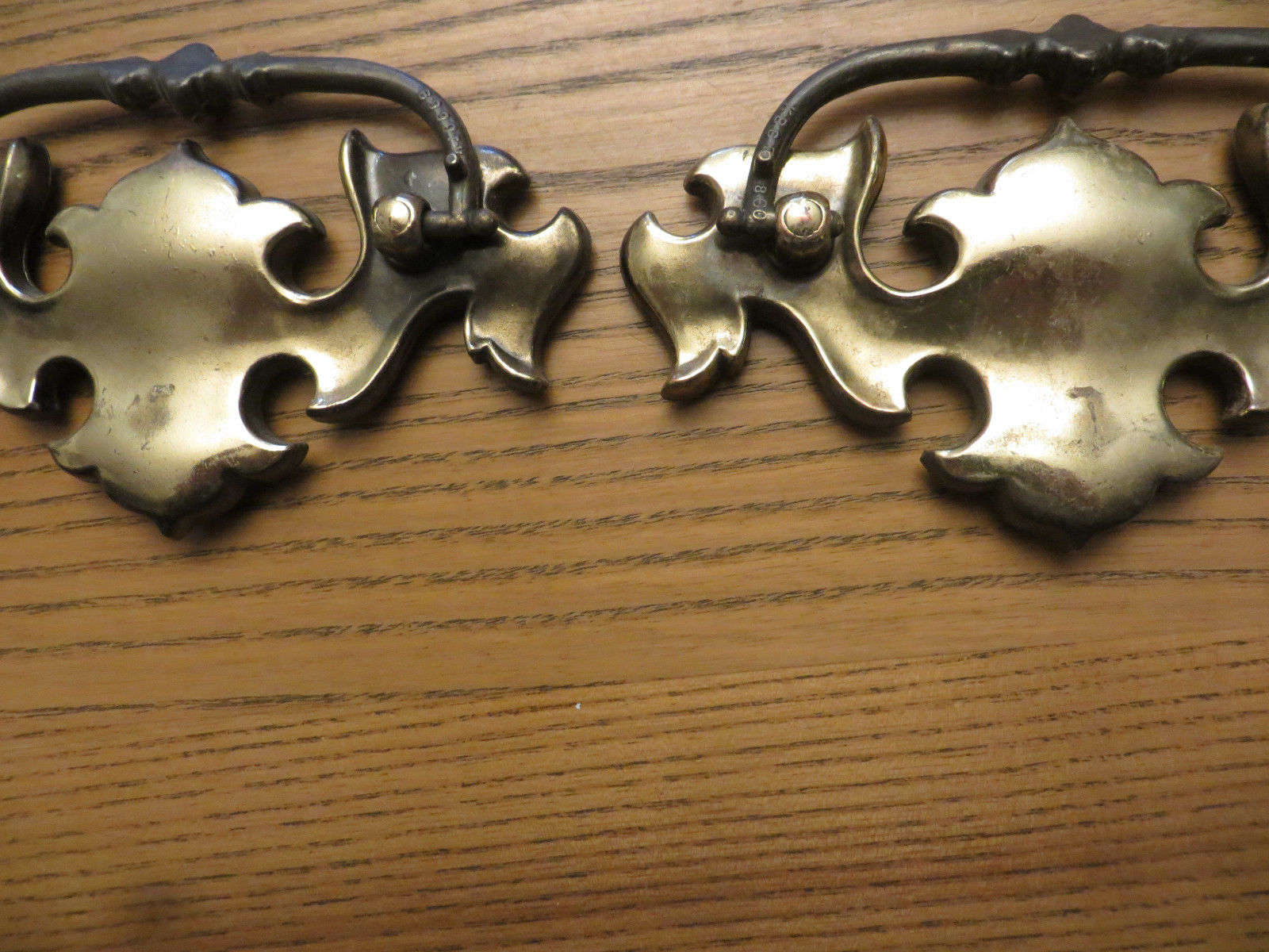 Vintage Antique Hardware Aged Brass Chippendale Batwing Drawer Pull 3" Center