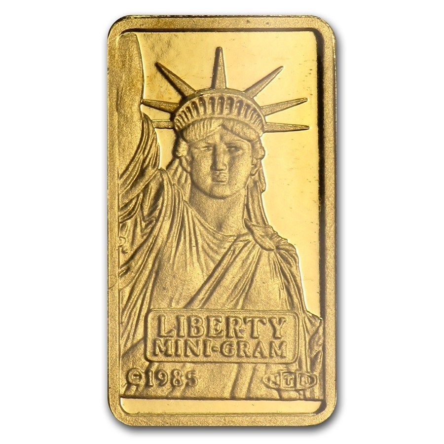 PURE .9999 GOLD ~1~GRAM ~ STATUE of LIBERTY  BAR ~ 14-KT GOLD  PENDANT ~ $98.88