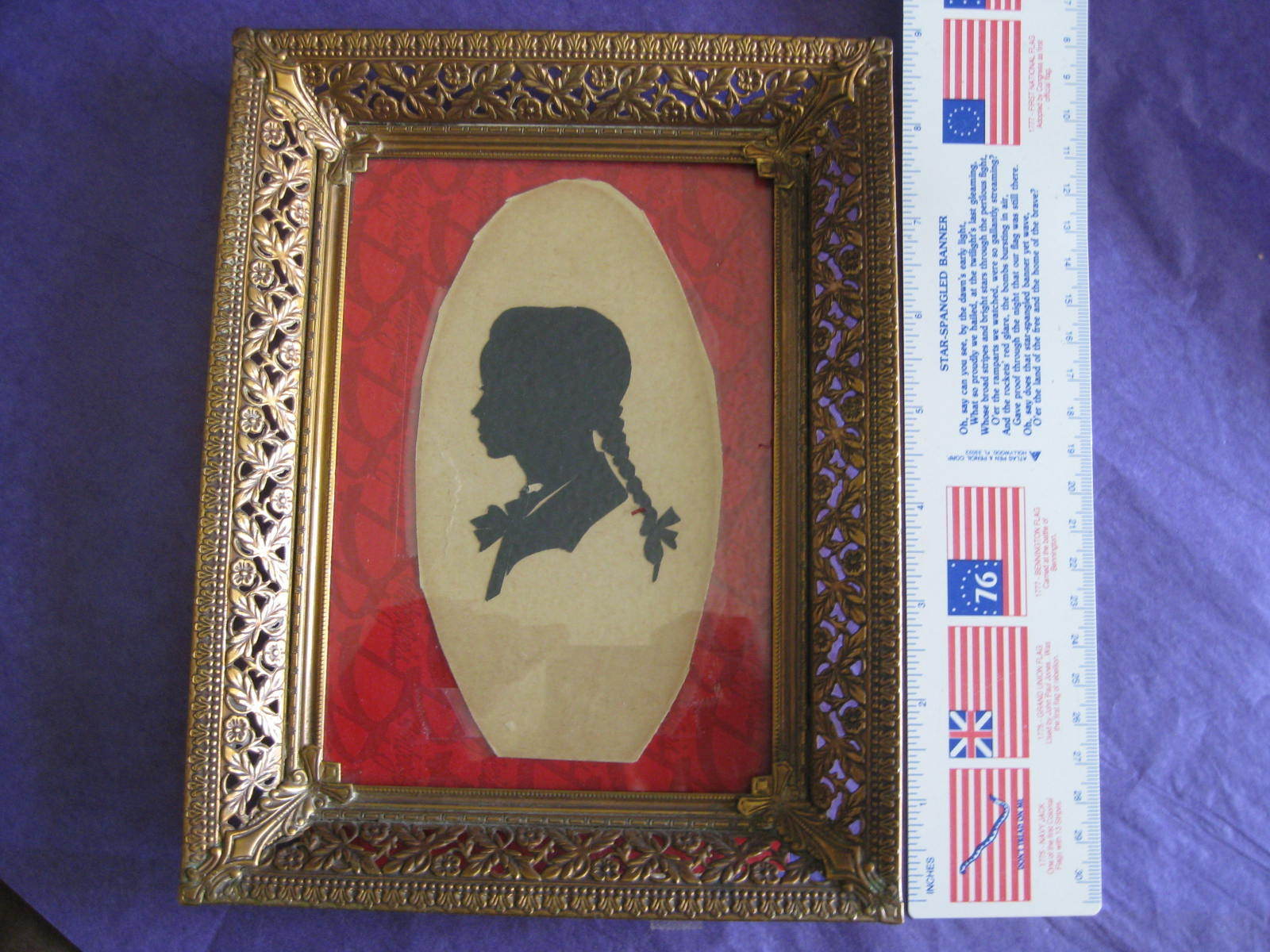 Antique Silhouette Portrait With Nice Metal Frame!