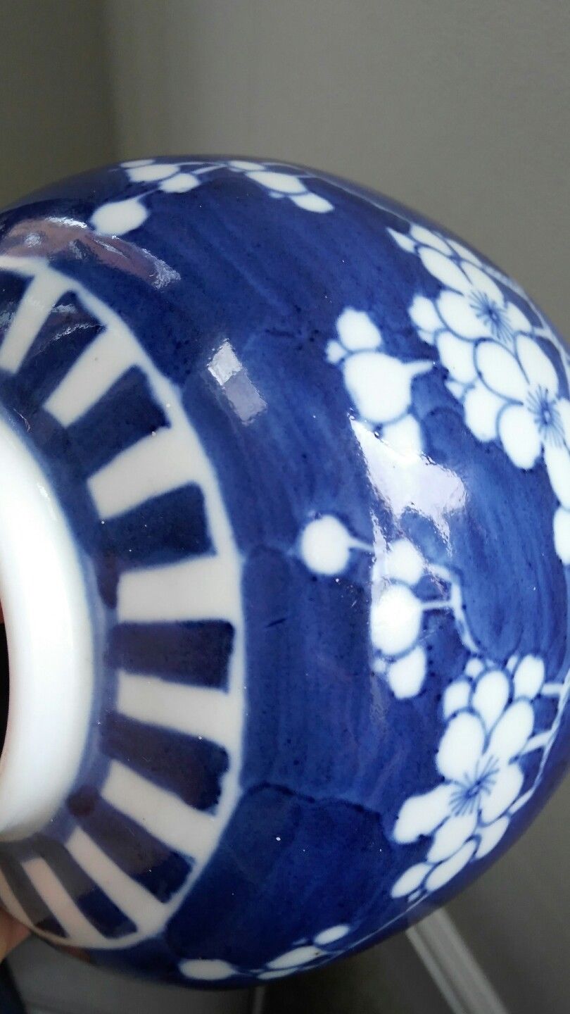 Chinese porcelain blue white prunus pot ginger jar