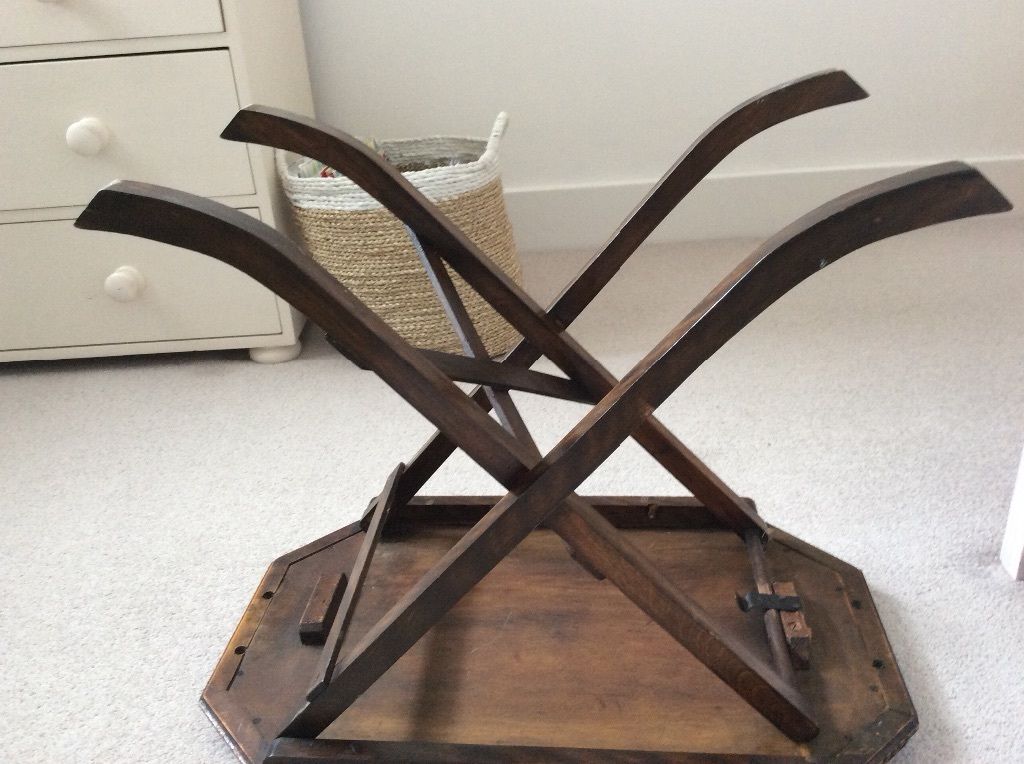 FINE ANTIQUE POKERWORK FOLDING TABLE