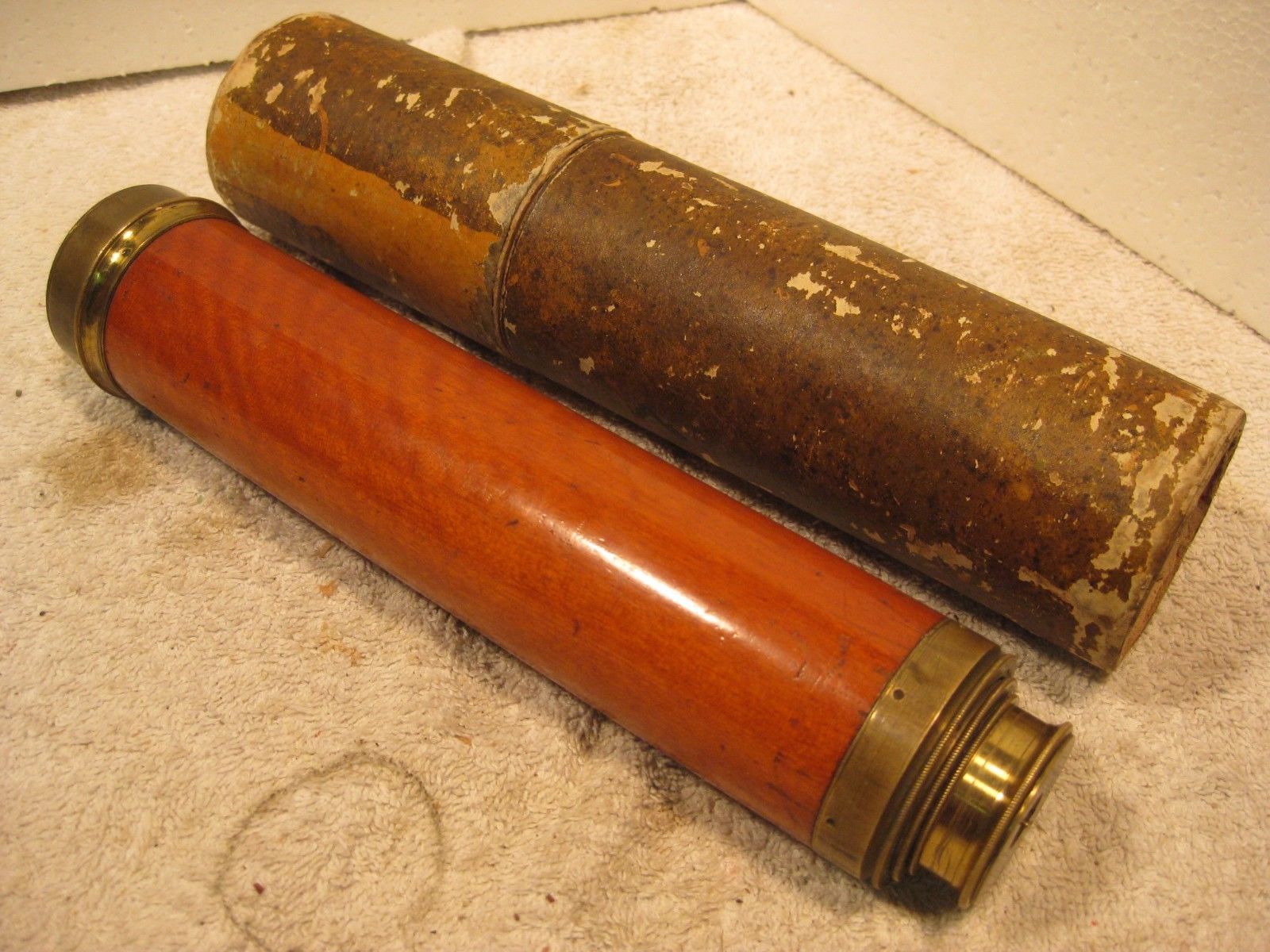 Vintage English Fraser brass 4 section wooden telescope