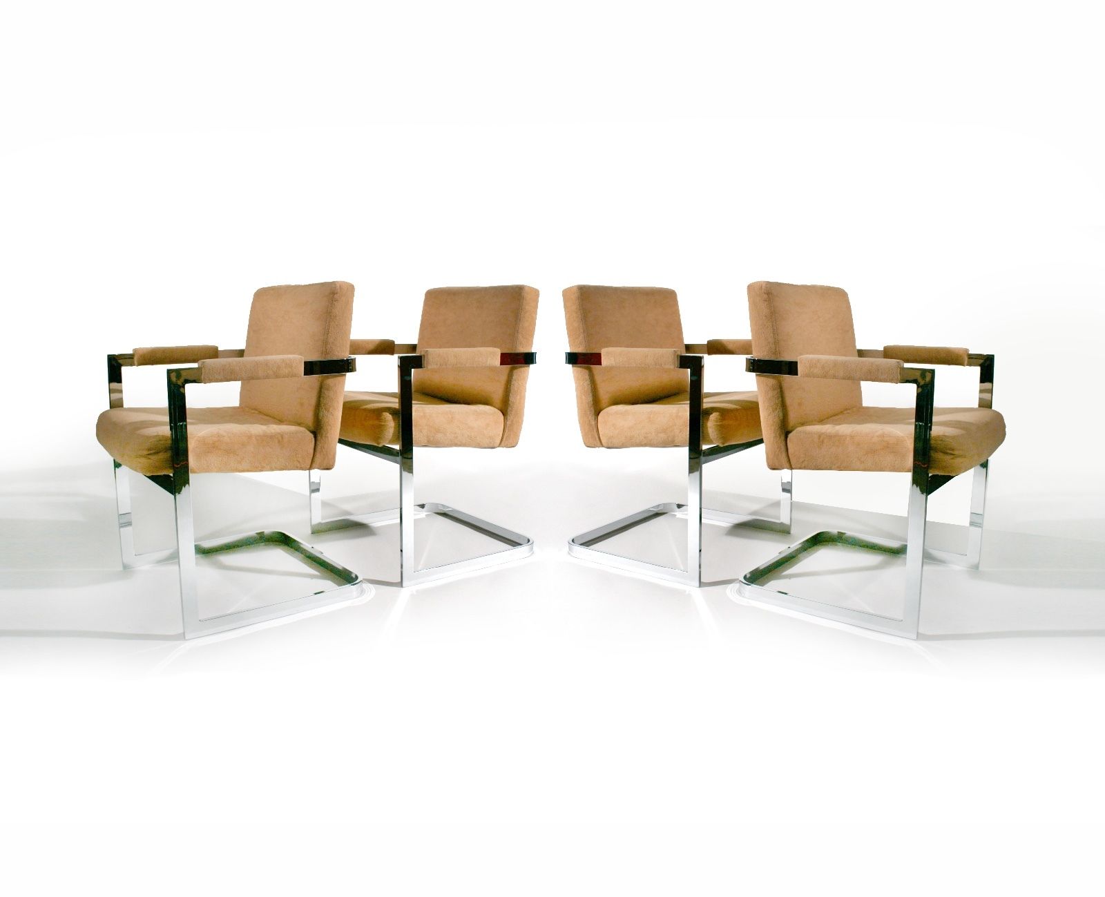 SET 4 MID CENTURY MILO BAUGHMAN THAYER COGGIN CHROME ARM CHAIRS