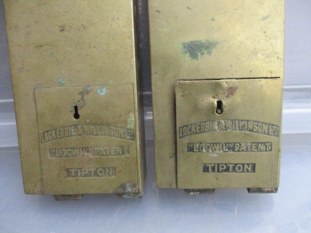 Antique Brass Public Toilet Door Lock Vintage Engaged Penny Lockerbie &Wilkinson