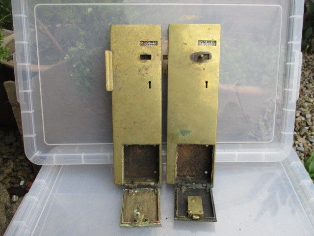 Antique Brass Public Toilet Door Lock Vintage Engaged Penny Lockerbie &Wilkinson