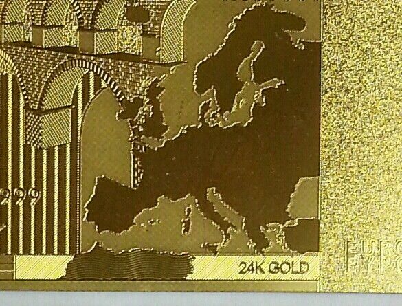 LOTTO DI BANCONOTE EURO IN FOGLIA D’ORO CON LINGOTTO PURO 24KT GOLD CERTIFICATO.