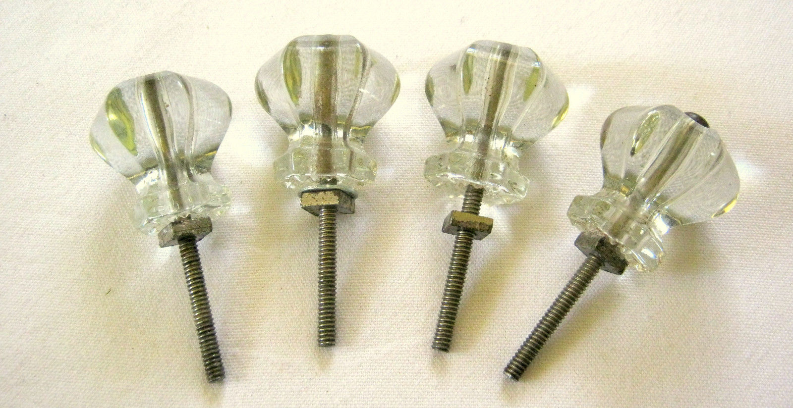 Vintage CLEAR GLASS Cabinet Knobs DRAWER PULLS Set of 4