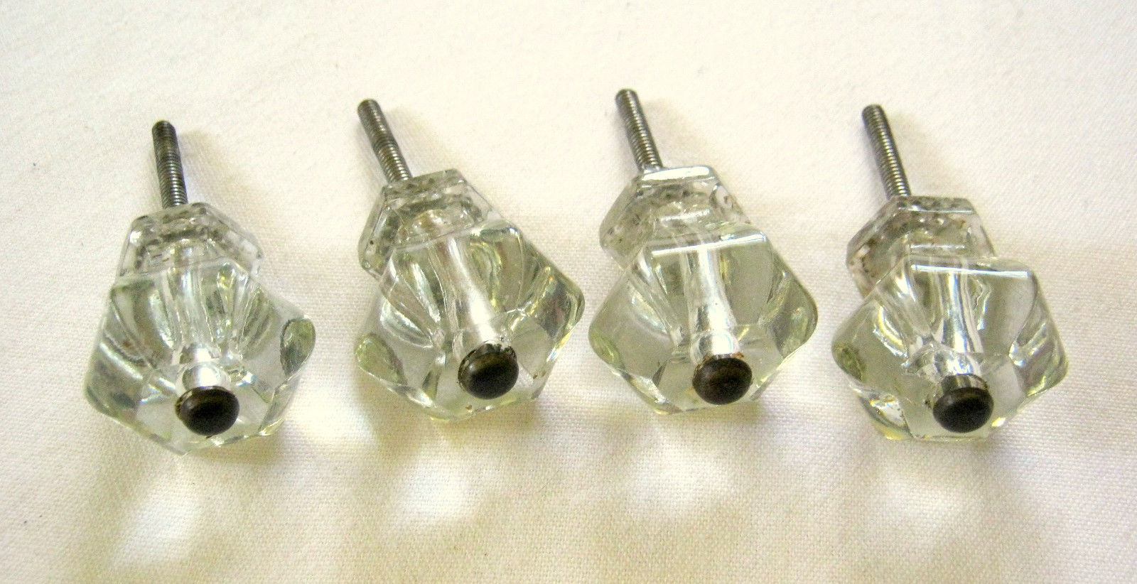 Vintage CLEAR GLASS Cabinet Knobs DRAWER PULLS Set of 4