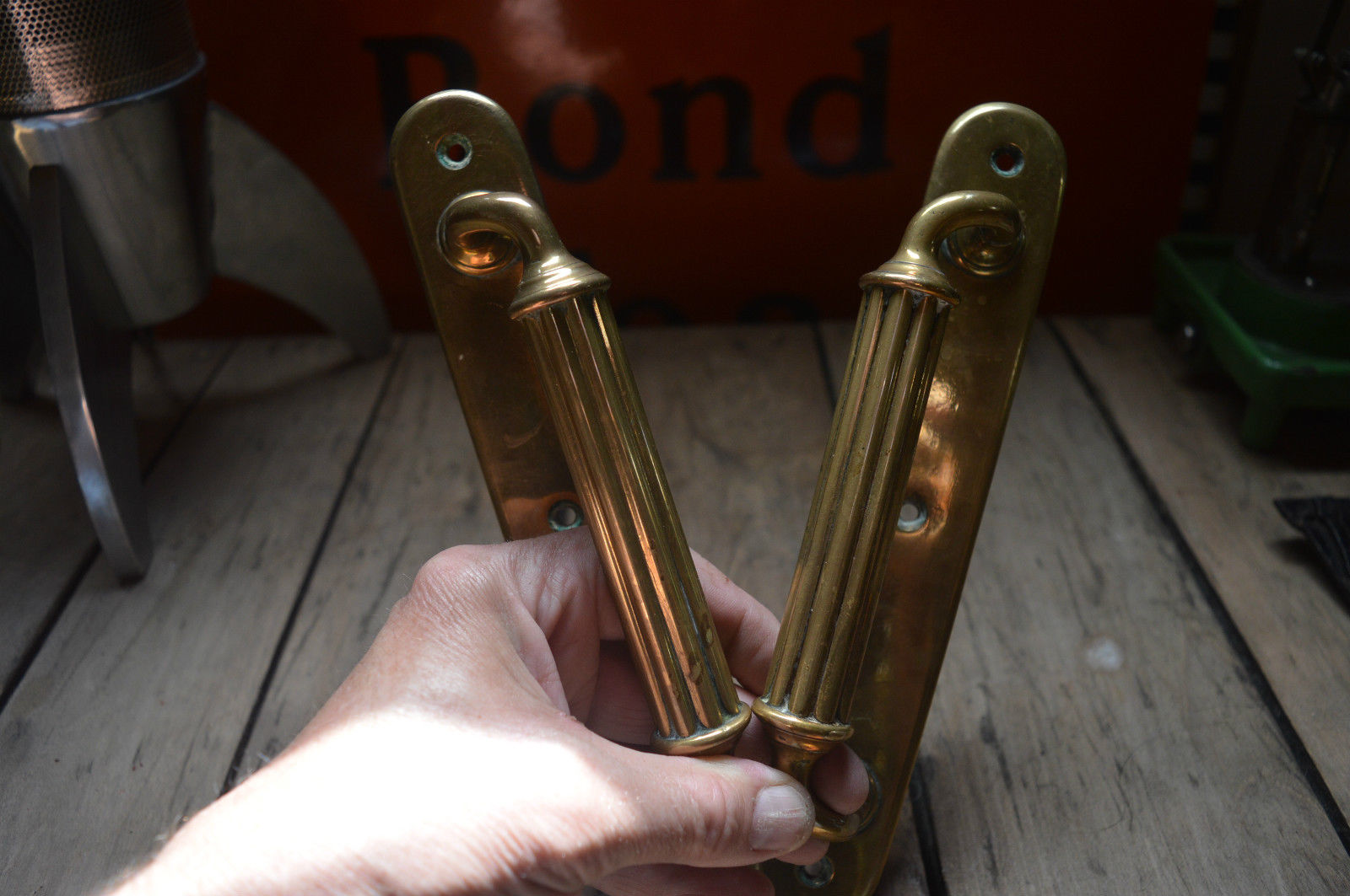 Vintage Victorian Brass Door Pulls Handles